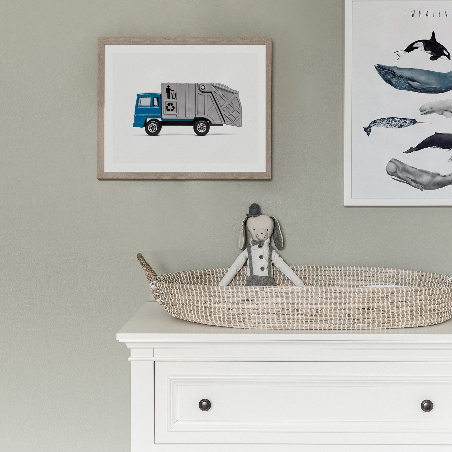 Blue Garbage Truck Wall Art