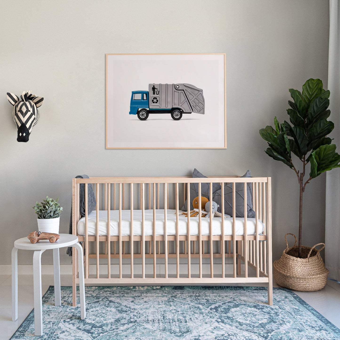 Blue Garbage Truck Wall Art