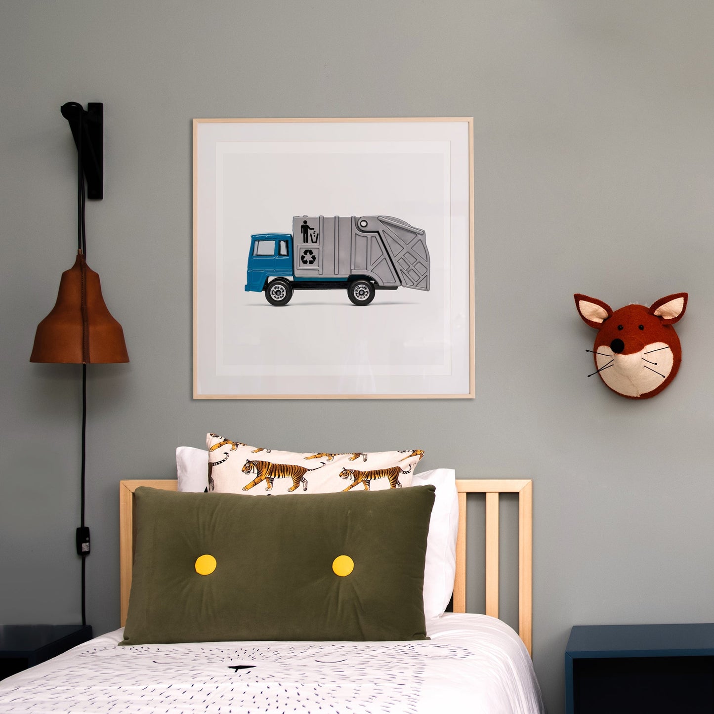 Blue Garbage Truck Wall Art