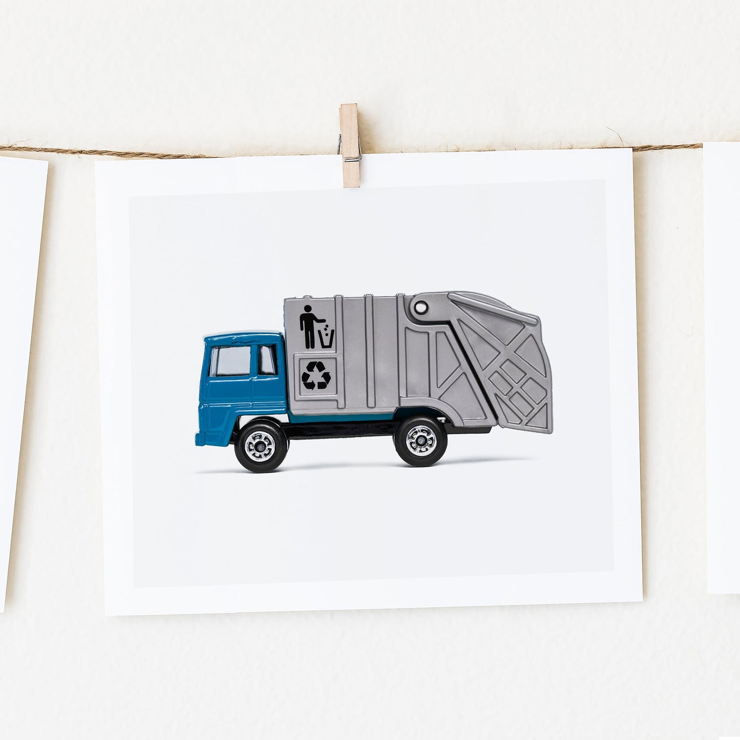 Blue Garbage Truck Wall Art